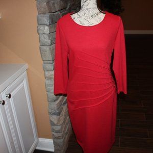 Long Sleeved Red Cotton Dress